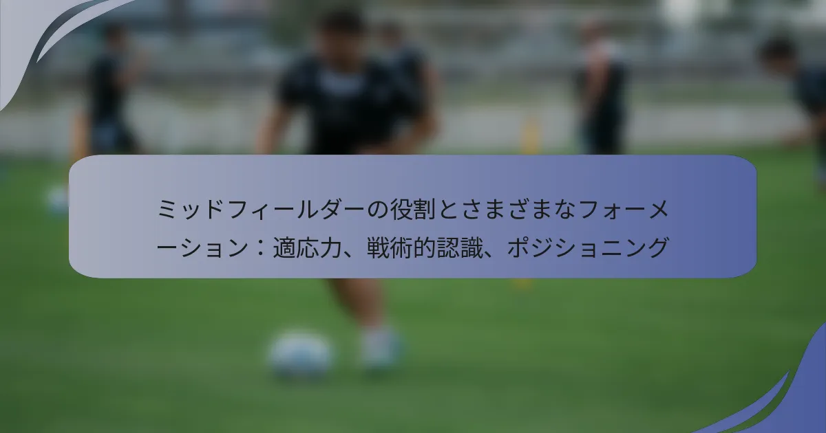 ミッドフィールダーの役割とさまざまなフォーメーション：適応力、戦術的認識、ポジショニング